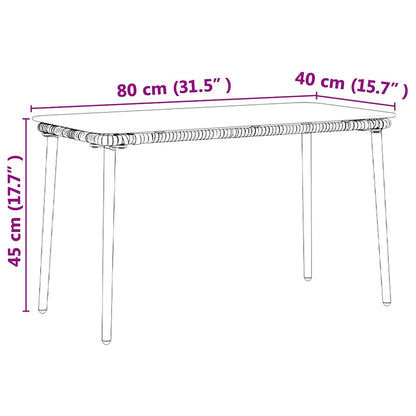 Tavolo da Giardino Nero 80 x 40 x 45,5 cm polyrattan