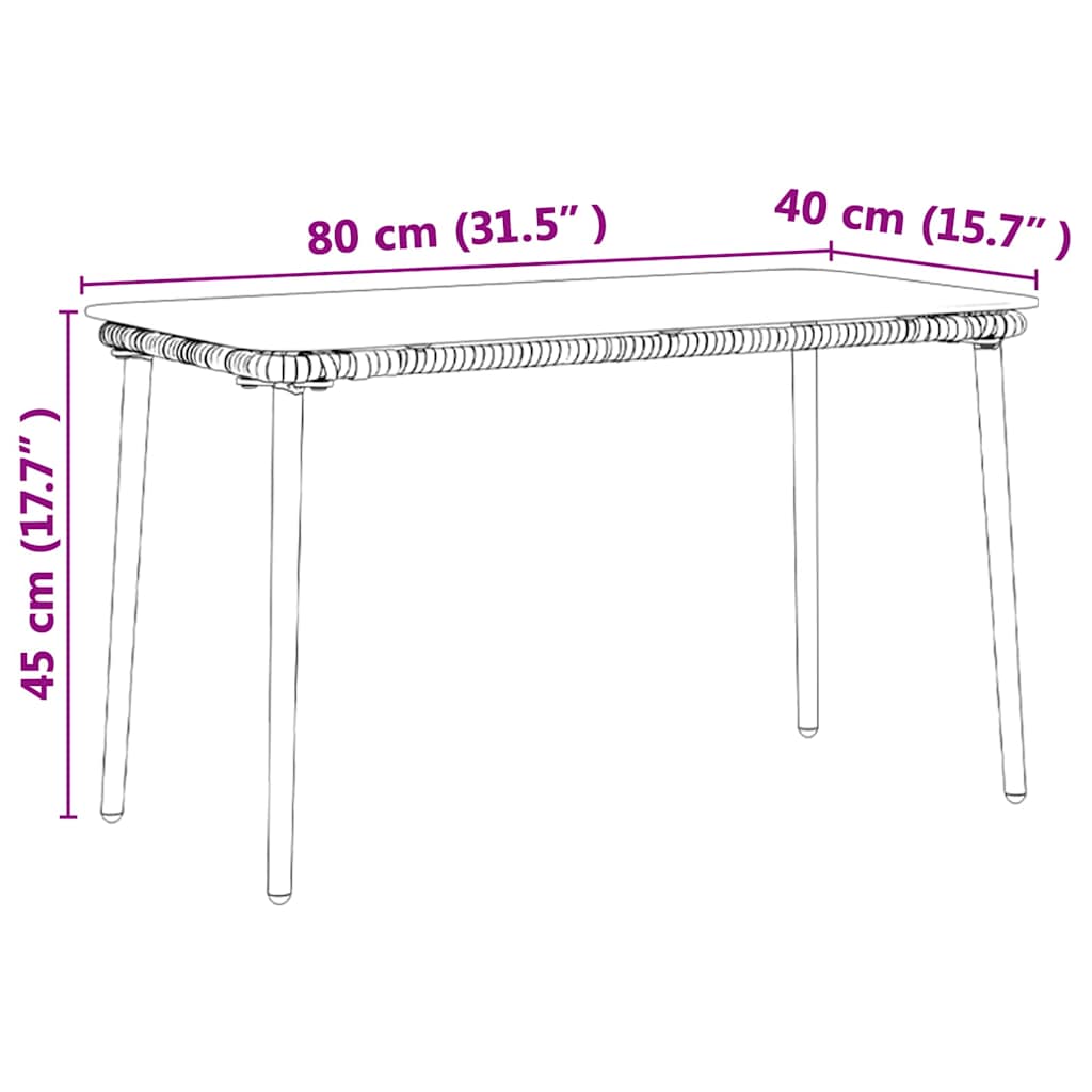 Tavolo da Giardino Naturale 80 x 40 x 45 cm polyrattan | homemem39