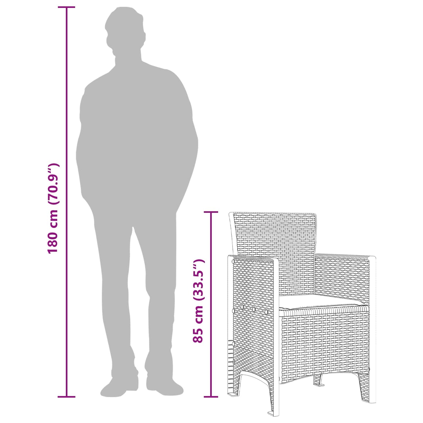 Sedia da Giardino 2 pcs Marrone 53 x 49 x 85 cm Polipropilene