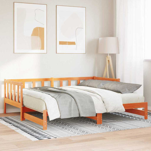 Letto giorno con trundle Marrone cerato 203,5 x 184 x 66 cm | homemem39