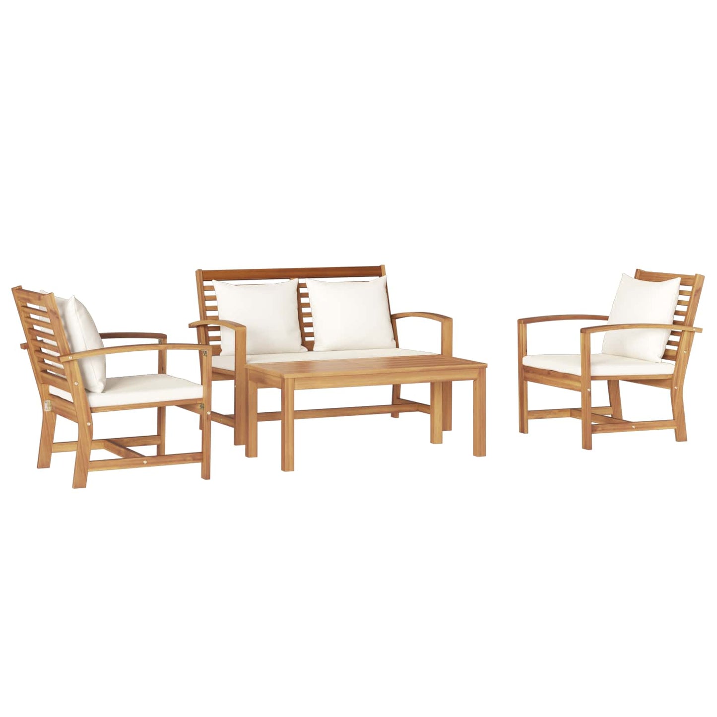 Set Divano da Giardino 4 pcs Naturale Legno di teak solido | homemem39