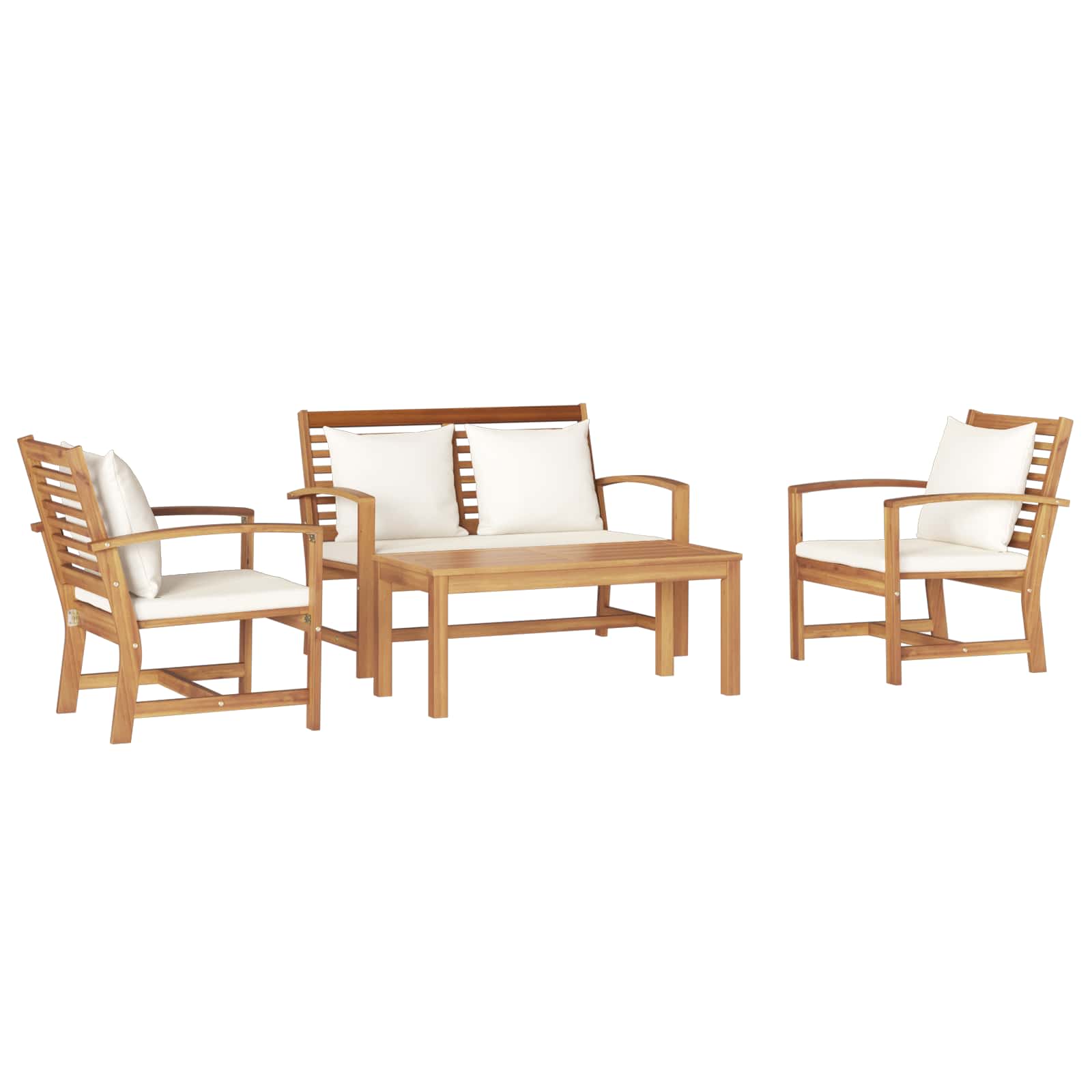 Set Divano da Giardino 4 pcs Naturale Legno di teak solido | homemem39