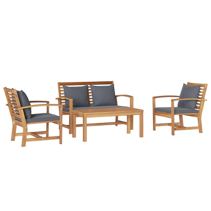 Set Divano da Giardino 4 pcs Naturale Legno di teak solido