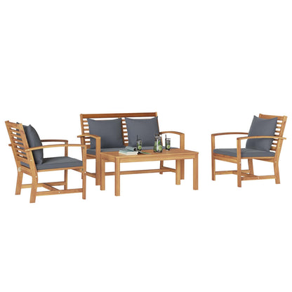 Set Divano da Giardino 4 pcs Naturale Legno di teak solido | homemem39