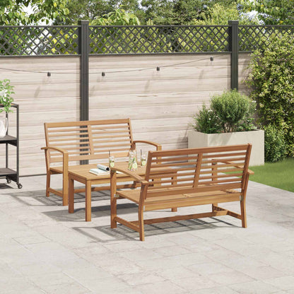 Set Divano da Giardino 3 pcs Naturale Legno di teak solido | homemem39