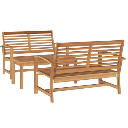 Set Divano da Giardino 3 pcs Naturale Legno di teak solido