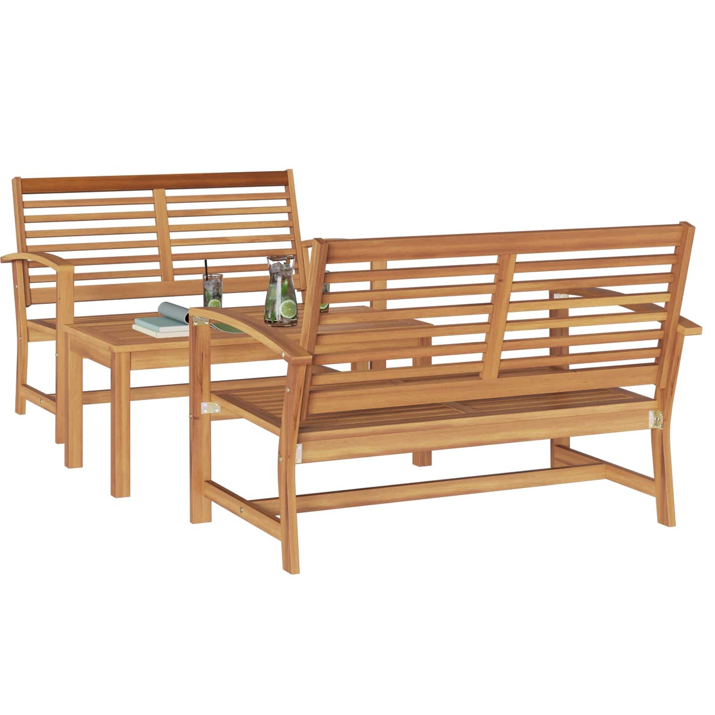 Set Divano da Giardino 3 pcs Naturale Legno di teak solido | homemem39
