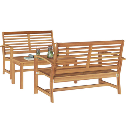 Set Divano da Giardino 3 pcs Naturale Legno di teak solido | homemem39