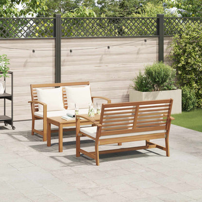 Set Divano da Giardino 3 pcs Naturale Legno di teak solido