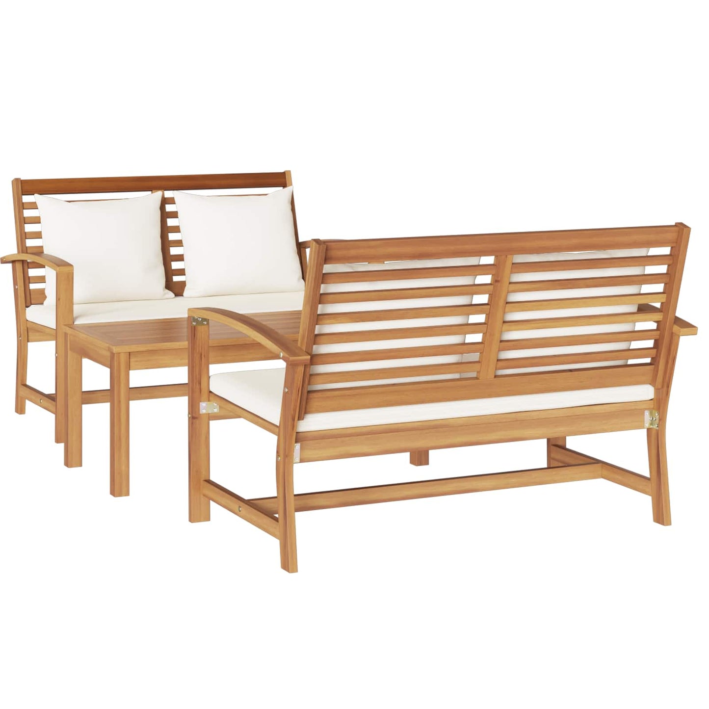 Set Divano da Giardino 3 pcs Naturale Legno di teak solido