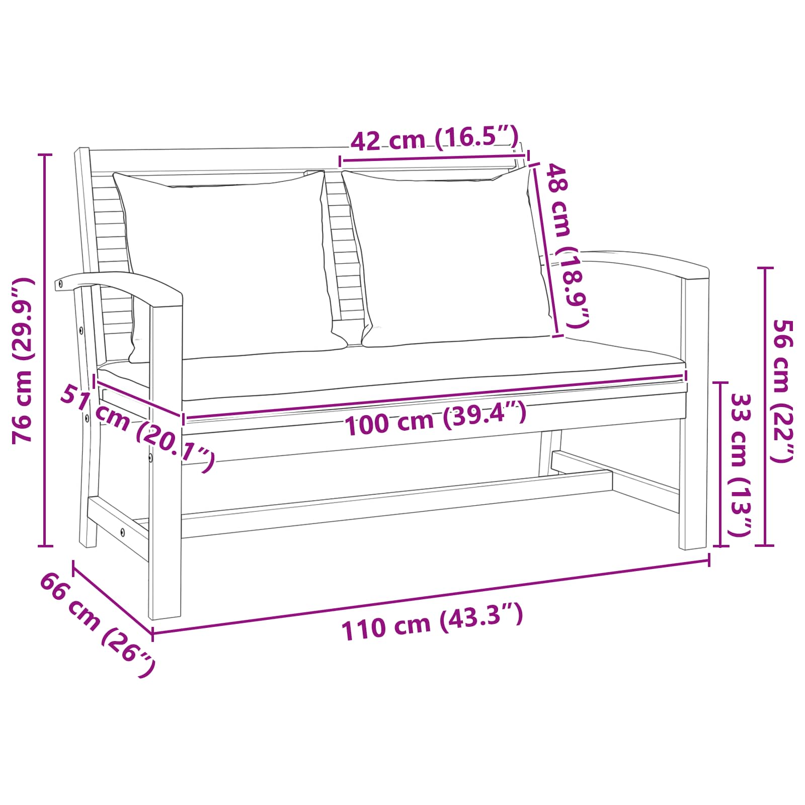 Set Divano da Giardino 3 pcs Naturale Legno di teak solido | homemem39