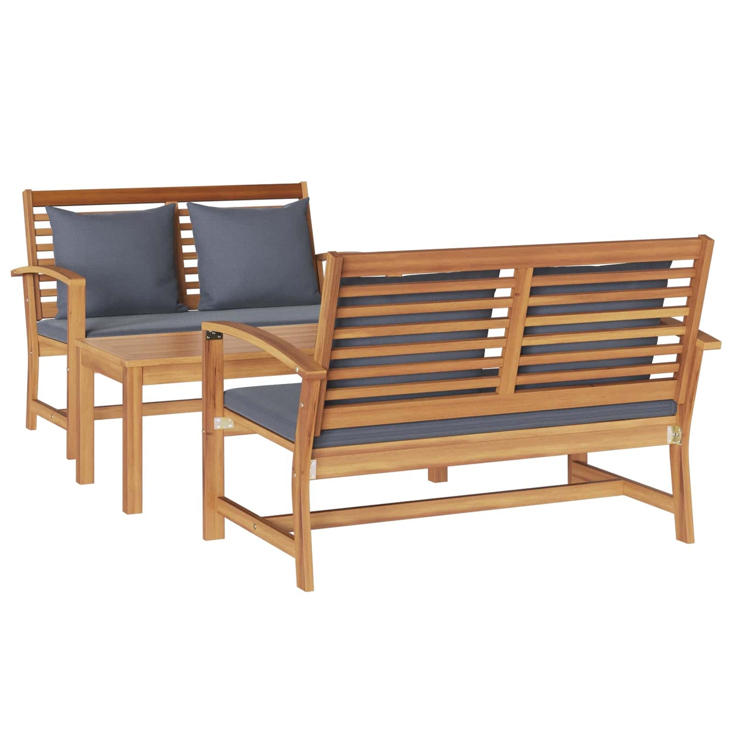Set Divano da Giardino 3 pcs Naturale Legno di teak solido