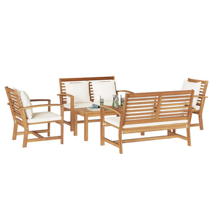 Set Divano da Giardino 5 pcs Naturale Legno di teak solido | homemem39