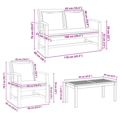 Set Divano da Giardino 5 pcs Naturale Legno di teak solido