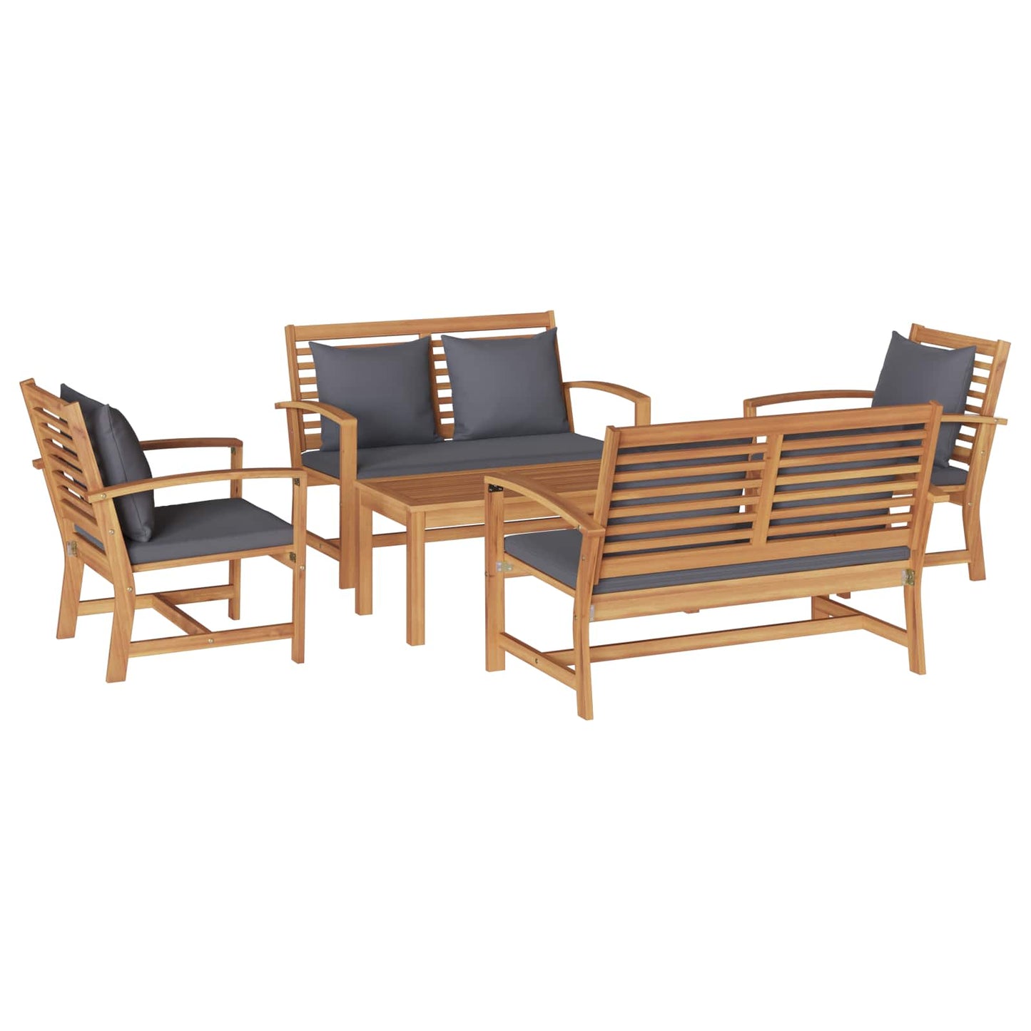 Set Divano da Giardino 5 pcs Naturale Legno di teak solido
