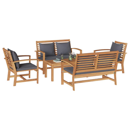 Set Divano da Giardino 5 pcs Naturale Legno di teak solido | homemem39