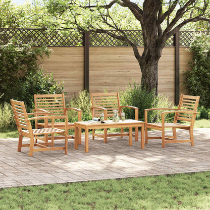 Set Divano da Giardino 5 pcs Naturale Legno di teak solido