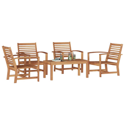 Set Divano da Giardino 5 pcs Naturale Legno di teak solido | homemem39