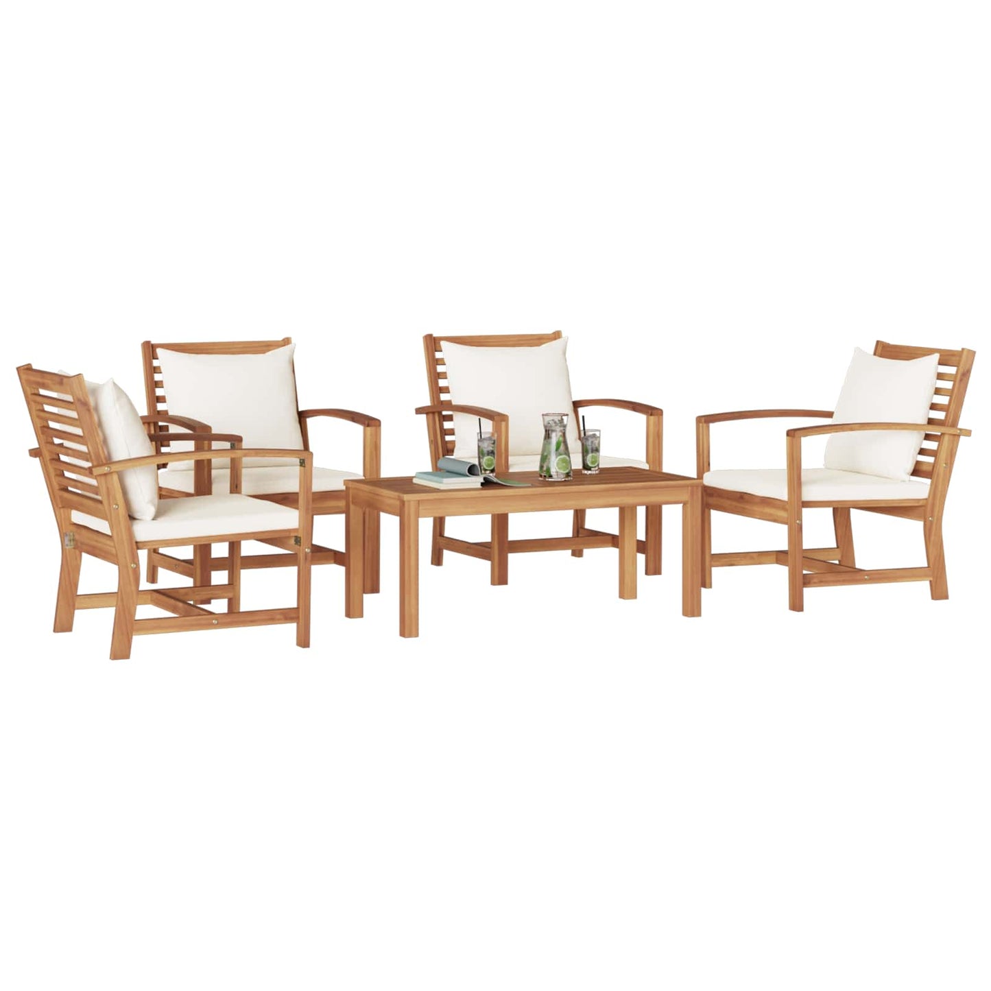 Set Divano da Giardino 5 pcs Naturale Legno di teak solido | homemem39