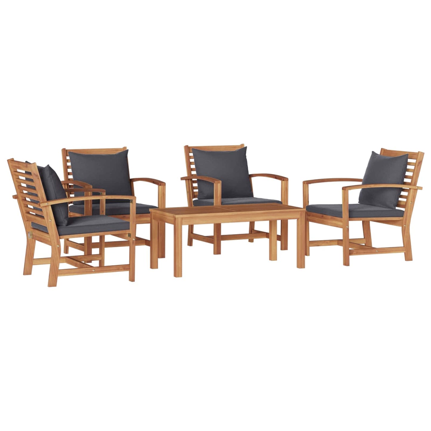 Set Divano da Giardino 5 pcs Naturale Legno di teak solido | homemem39