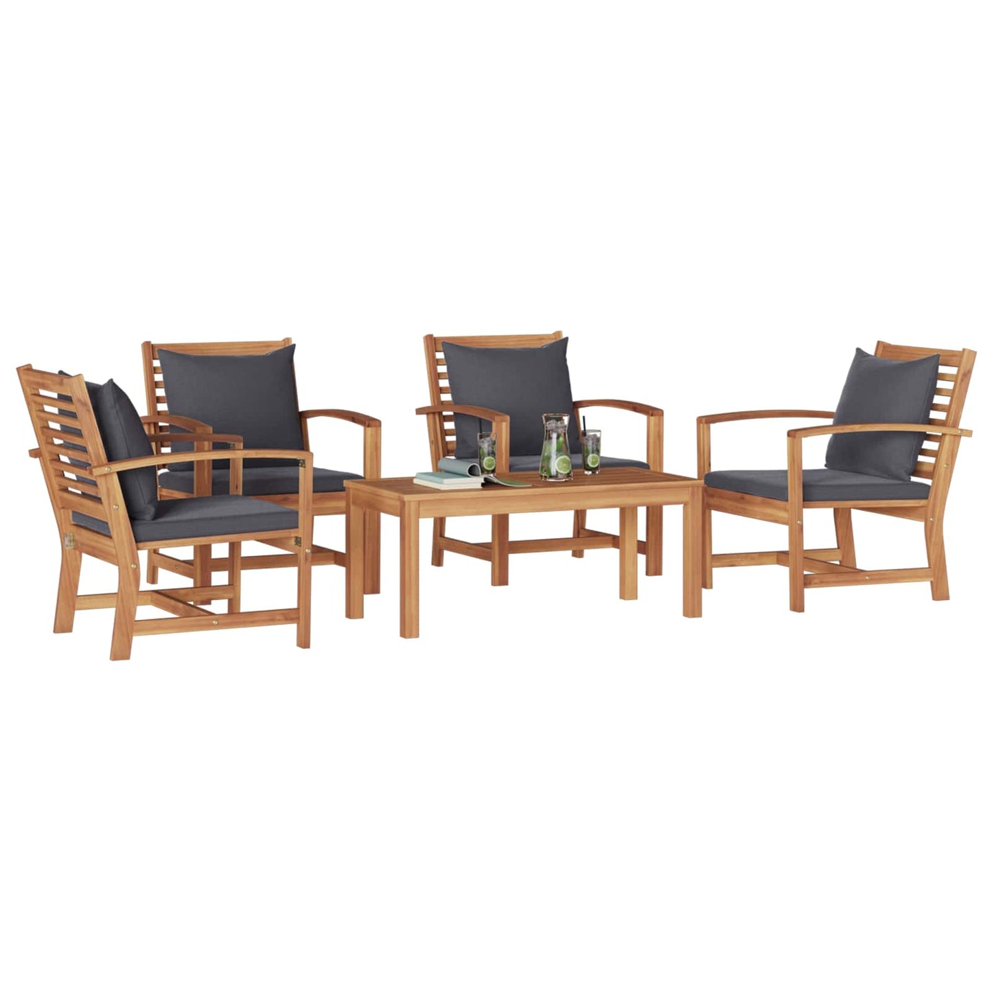 Set Divano da Giardino 5 pcs Naturale Legno di teak solido | homemem39