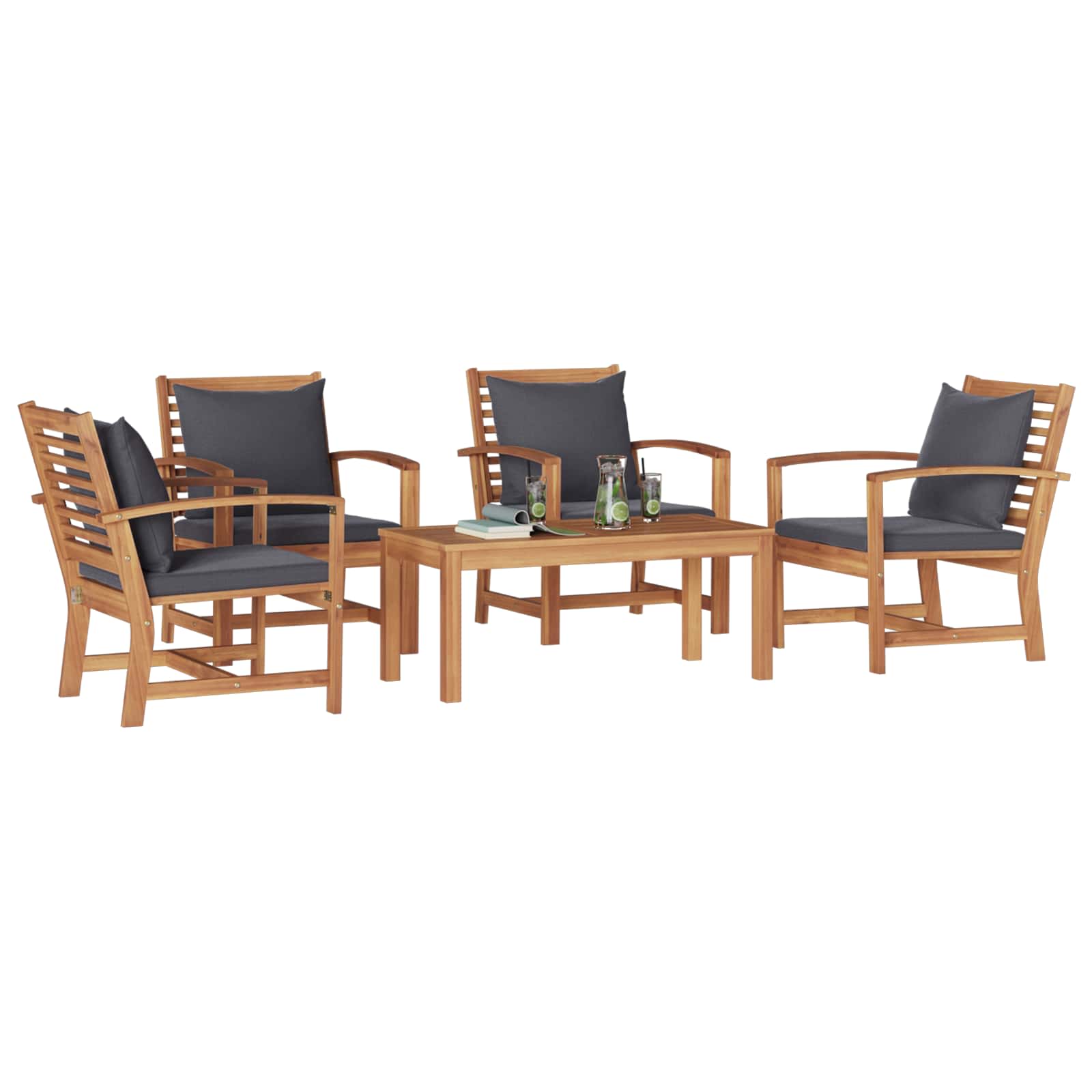 Set Divano da Giardino 5 pcs Naturale Legno di teak solido | homemem39