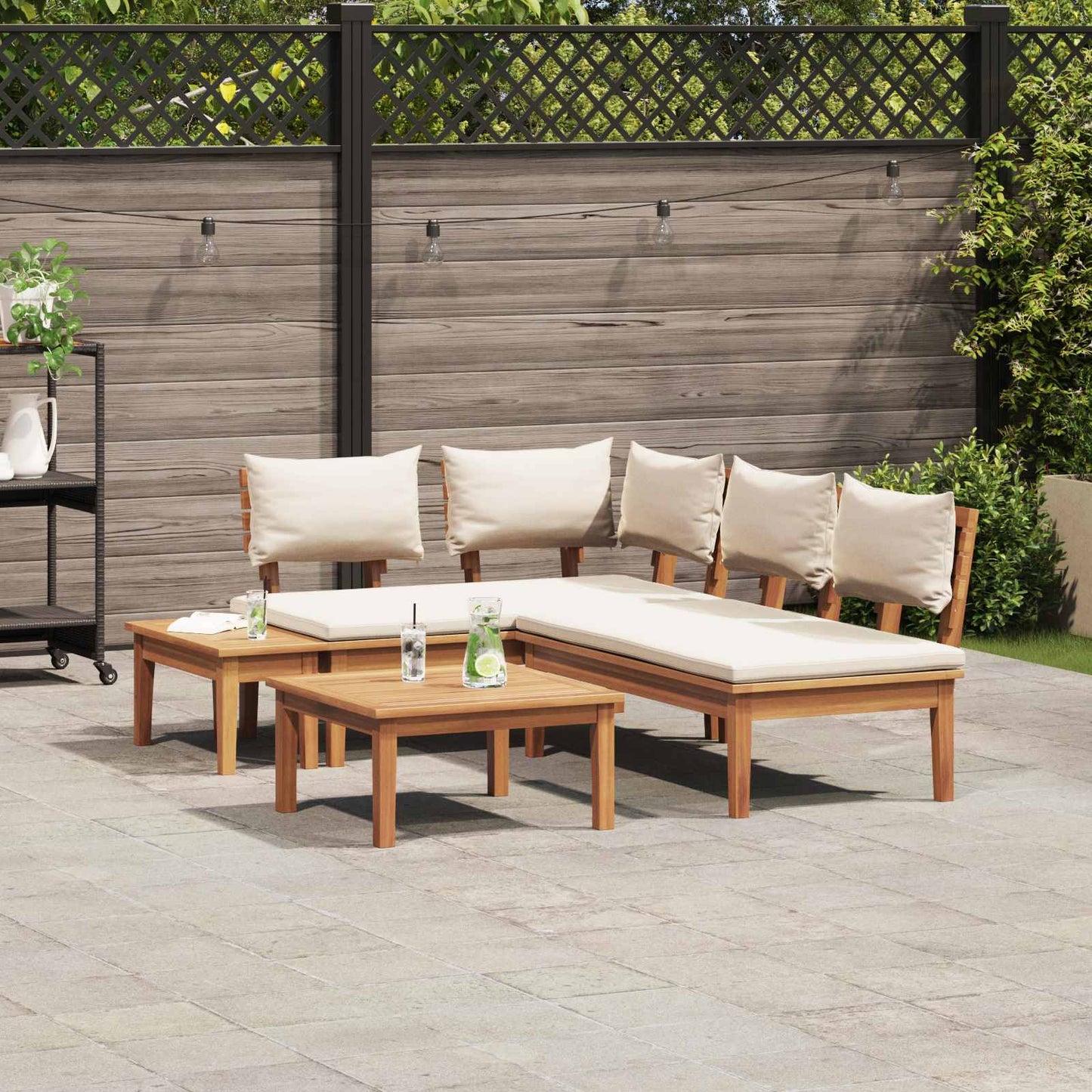 Set Divano da Giardino 4 pcs Marrone e Crema | homemem39