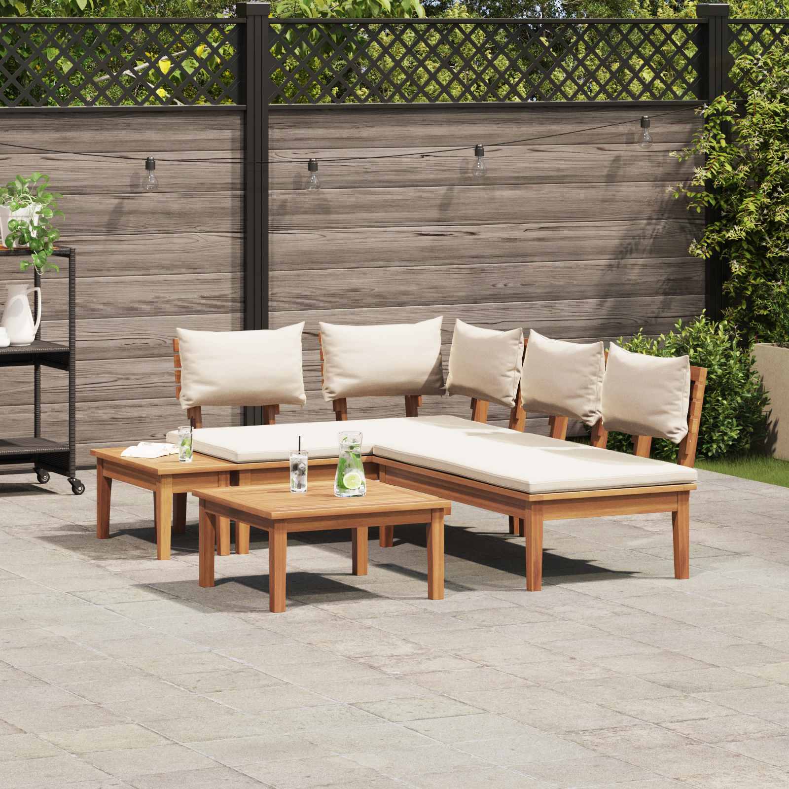Set Divano da Giardino 4 pcs Marrone e Crema | homemem39