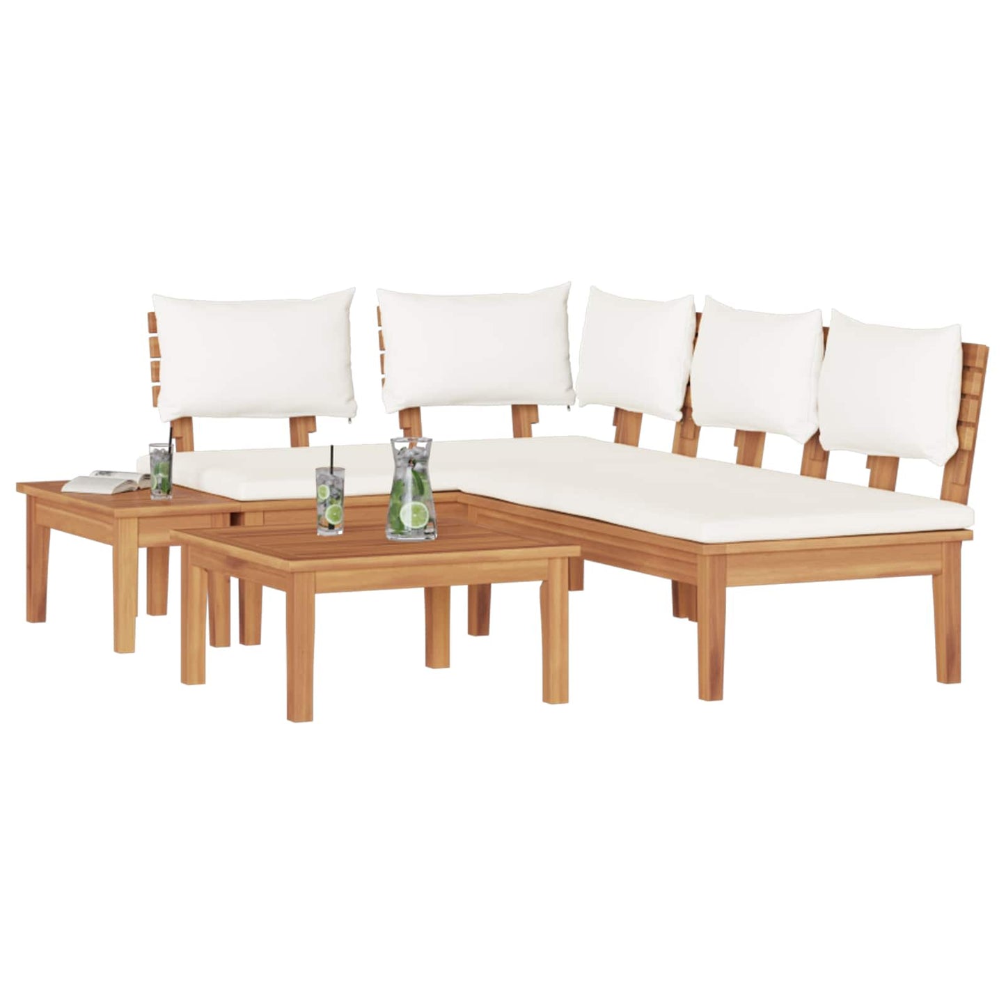Set Divano da Giardino 4 pcs Marrone e Crema | homemem39