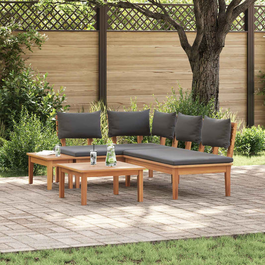 Set Divano da Giardino 4 pcs Marrone e Grigio | homemem39