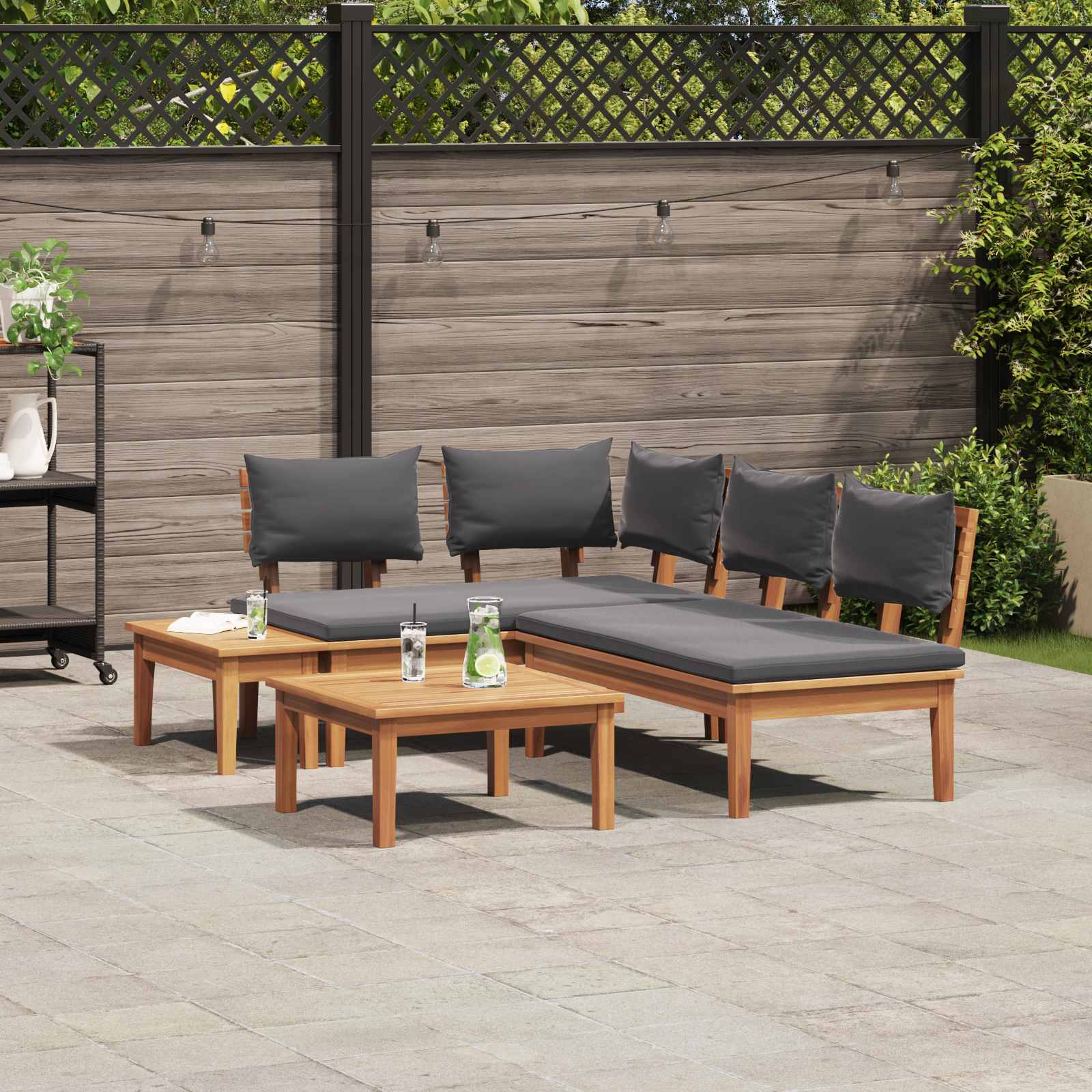 Set Divano da Giardino 4 pcs Marrone e Grigio | homemem39