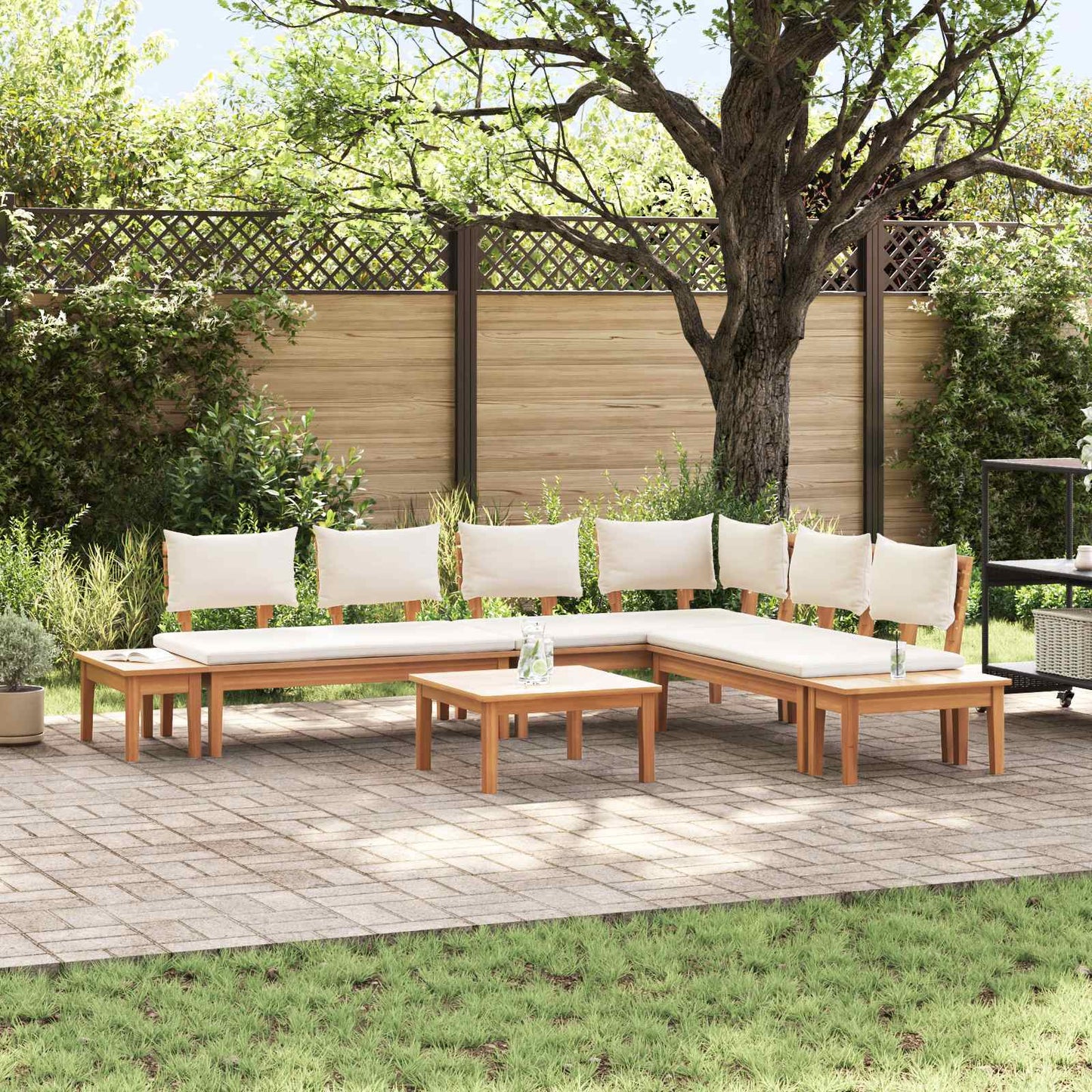 Set Divano da Giardino 4 pcs Marrone e Crema | homemem39