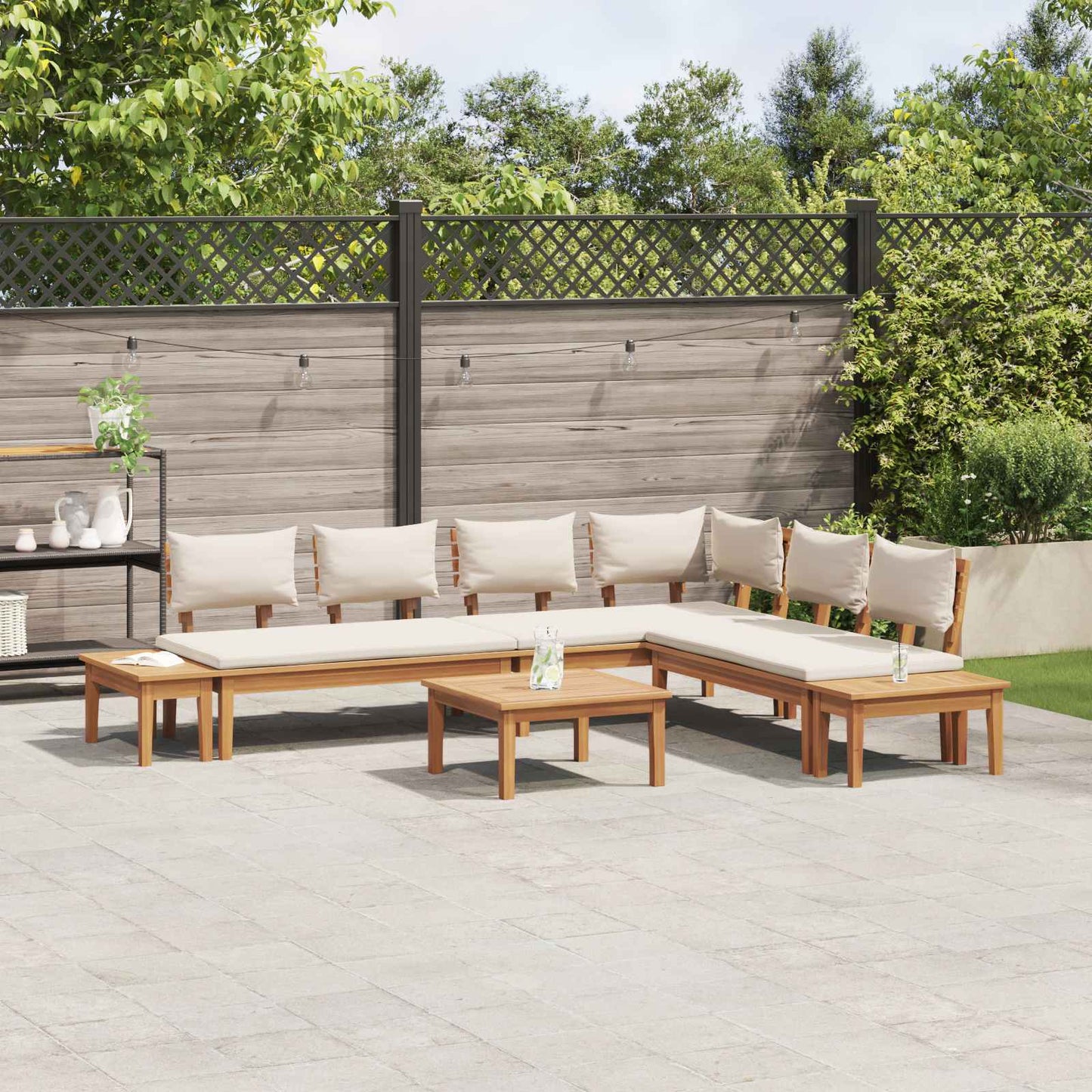 Set Divano da Giardino 4 pcs Marrone e Crema | homemem39