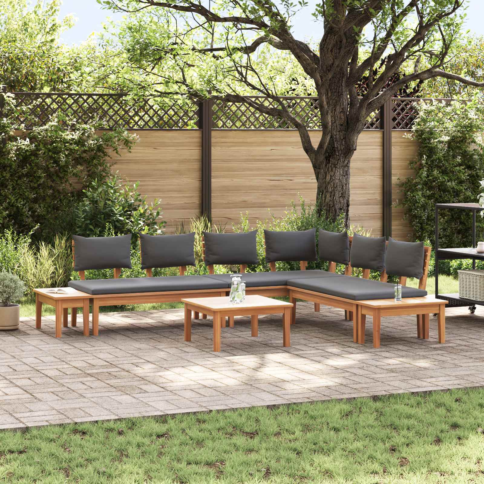 Set Divano da Giardino 3 pcs Marrone e Grigio | homemem39