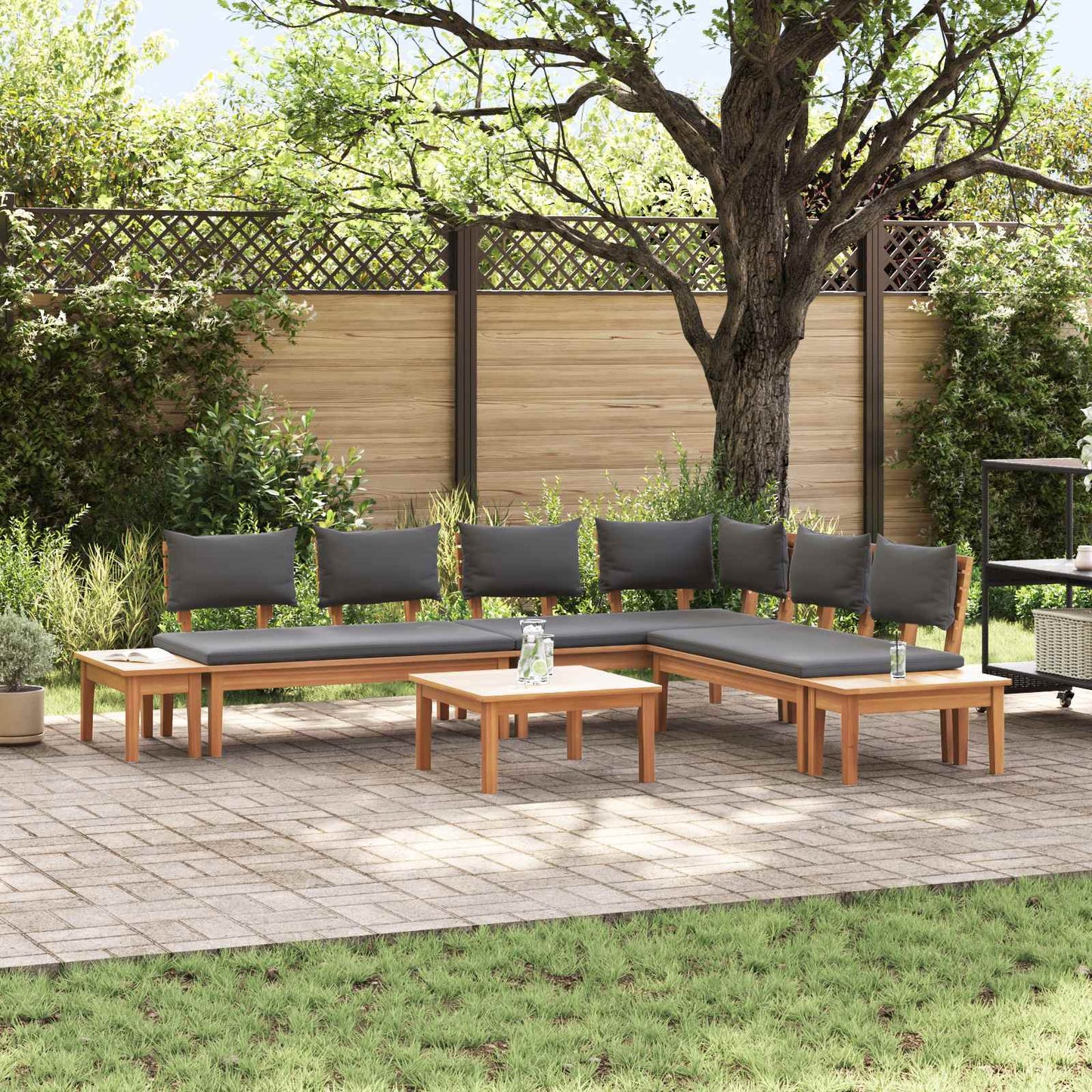 Set Divano da Giardino 3 pcs Marrone e Grigio