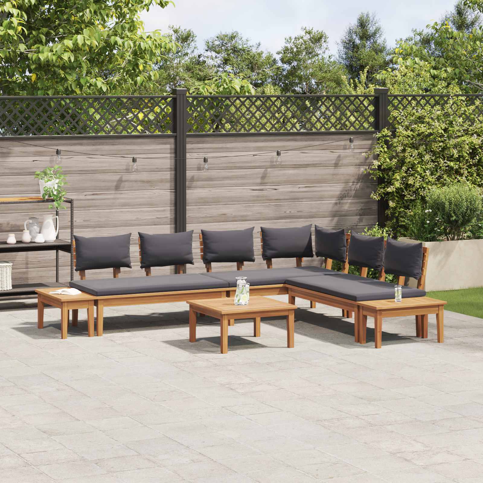 Set Divano da Giardino 3 pcs Marrone e Grigio | homemem39