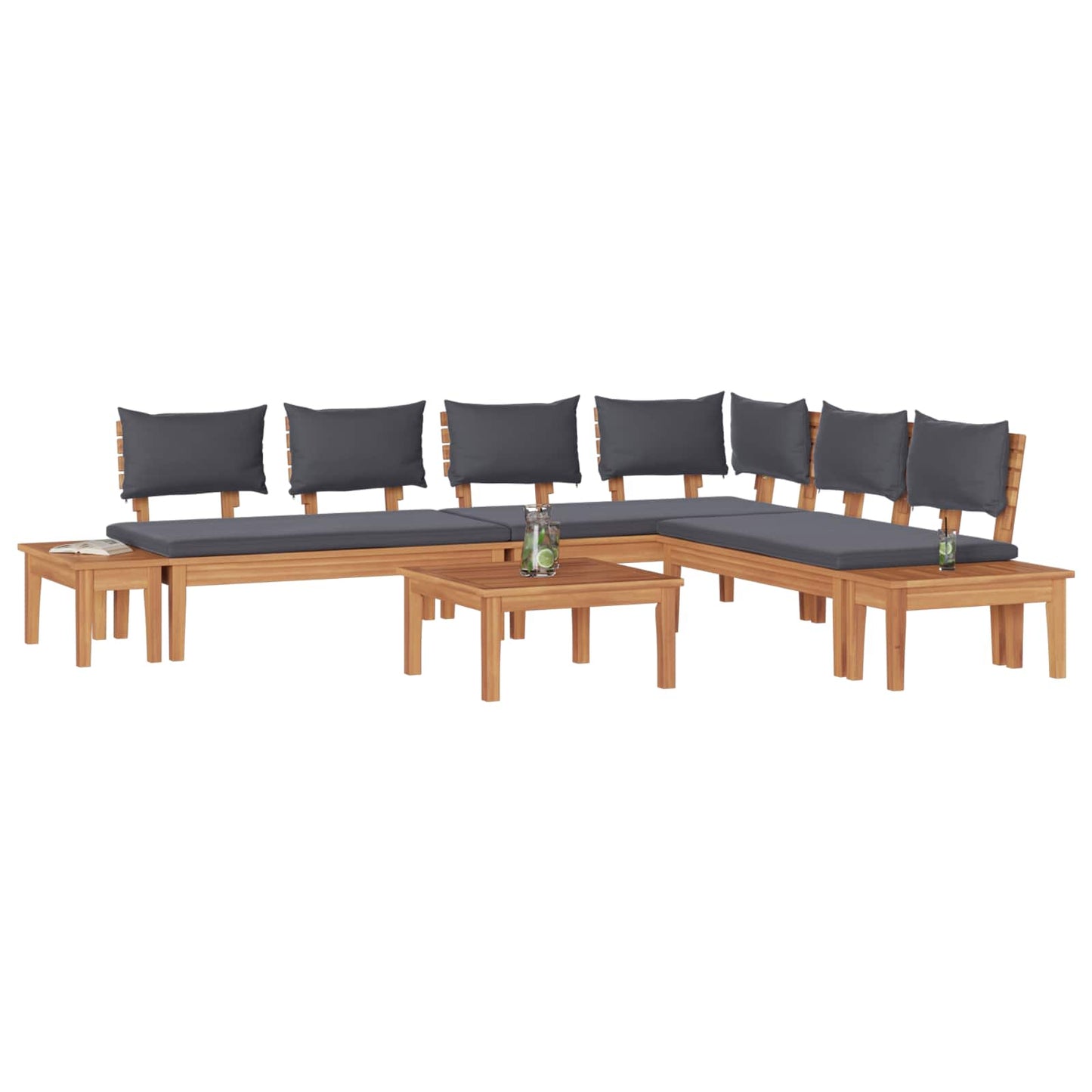 Set Divano da Giardino 3 pcs Marrone e Grigio | homemem39
