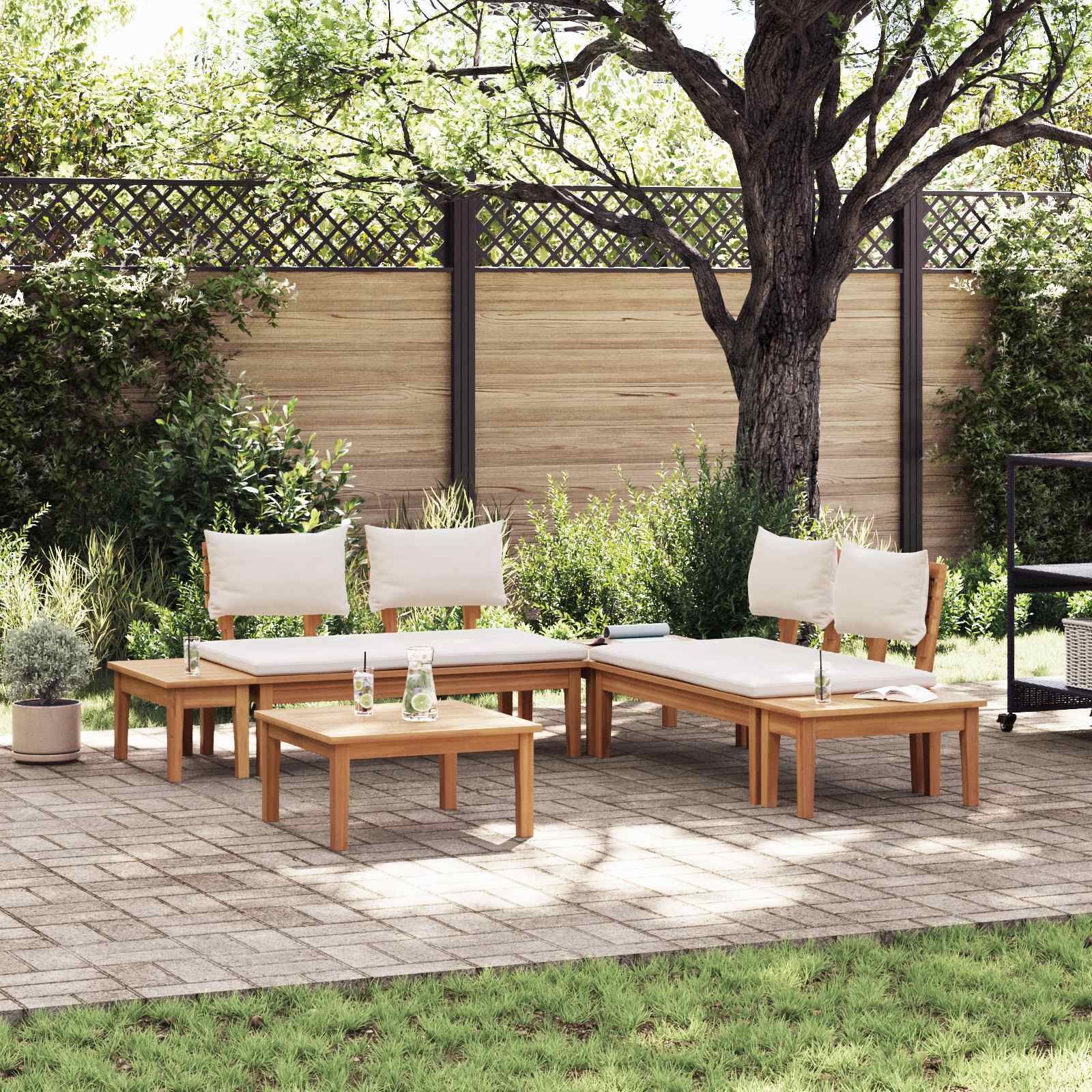 Set Divano da Giardino 3 pcs Marrone e Crema | homemem39