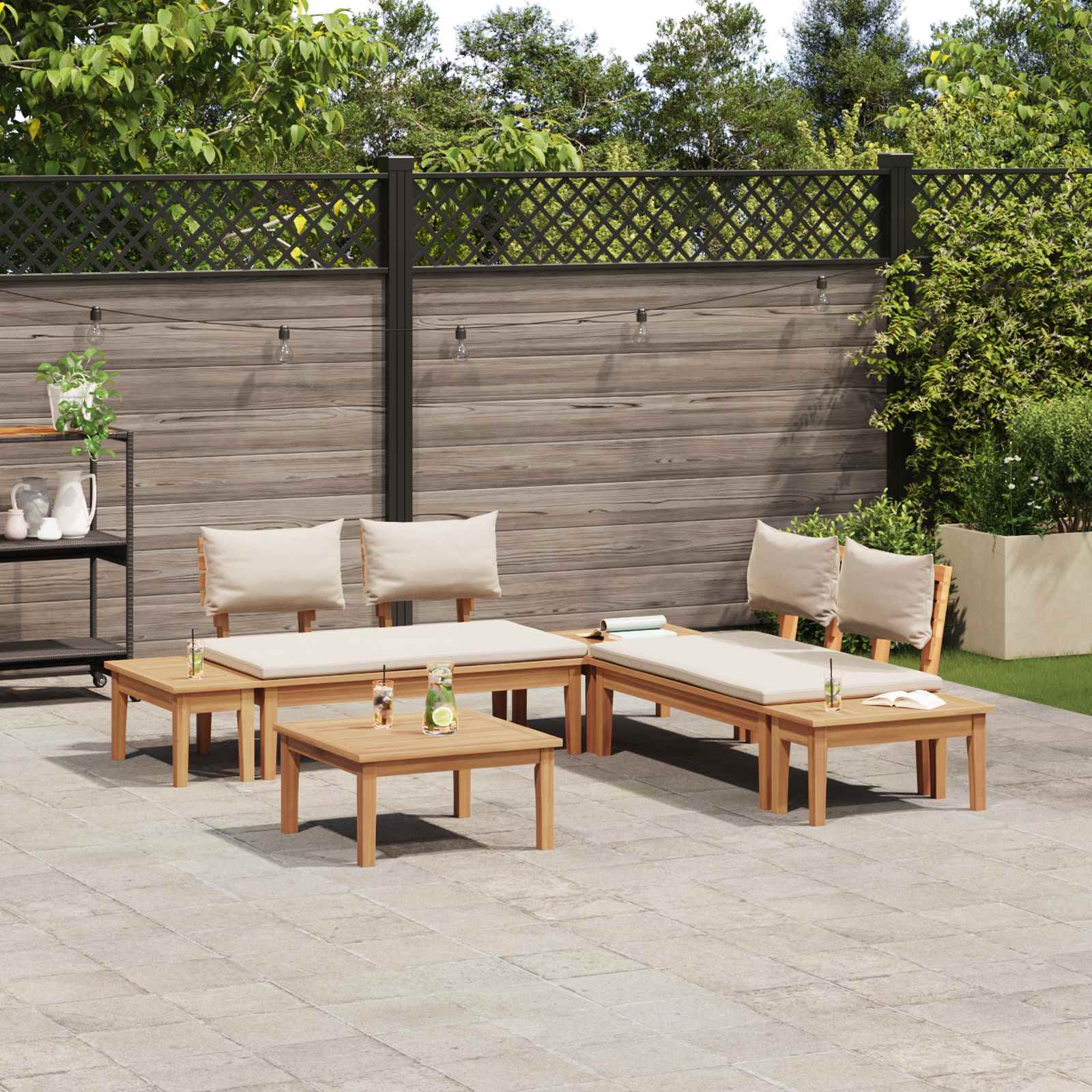 Set Divano da Giardino 3 pcs Marrone e Crema | homemem39