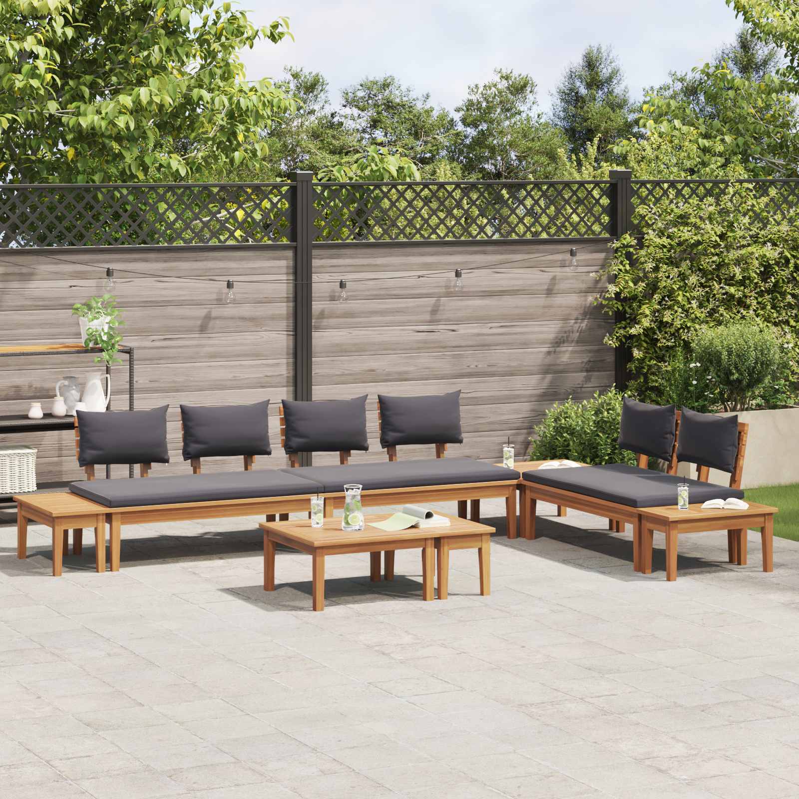 Set Divano da Giardino 5 pcs Marrone e Grigio | homemem39