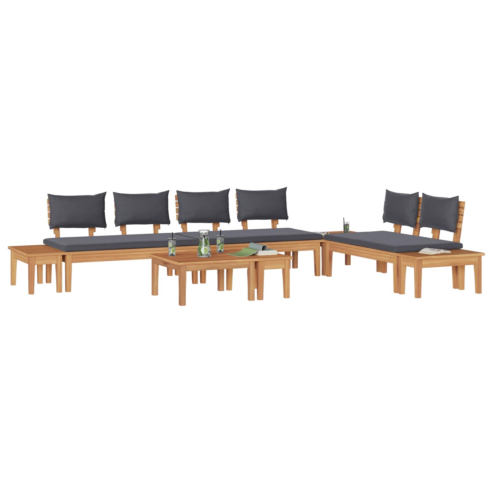 Set Divano da Giardino 5 pcs Marrone e Grigio | homemem39