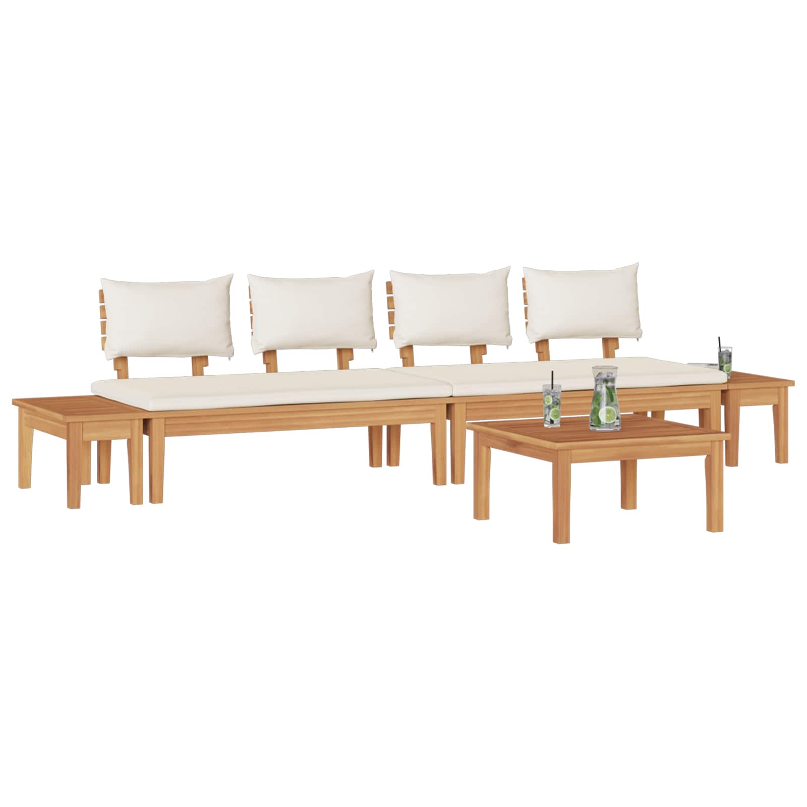 Set Divano da Giardino 5 pcs Marrone e Crema | homemem39