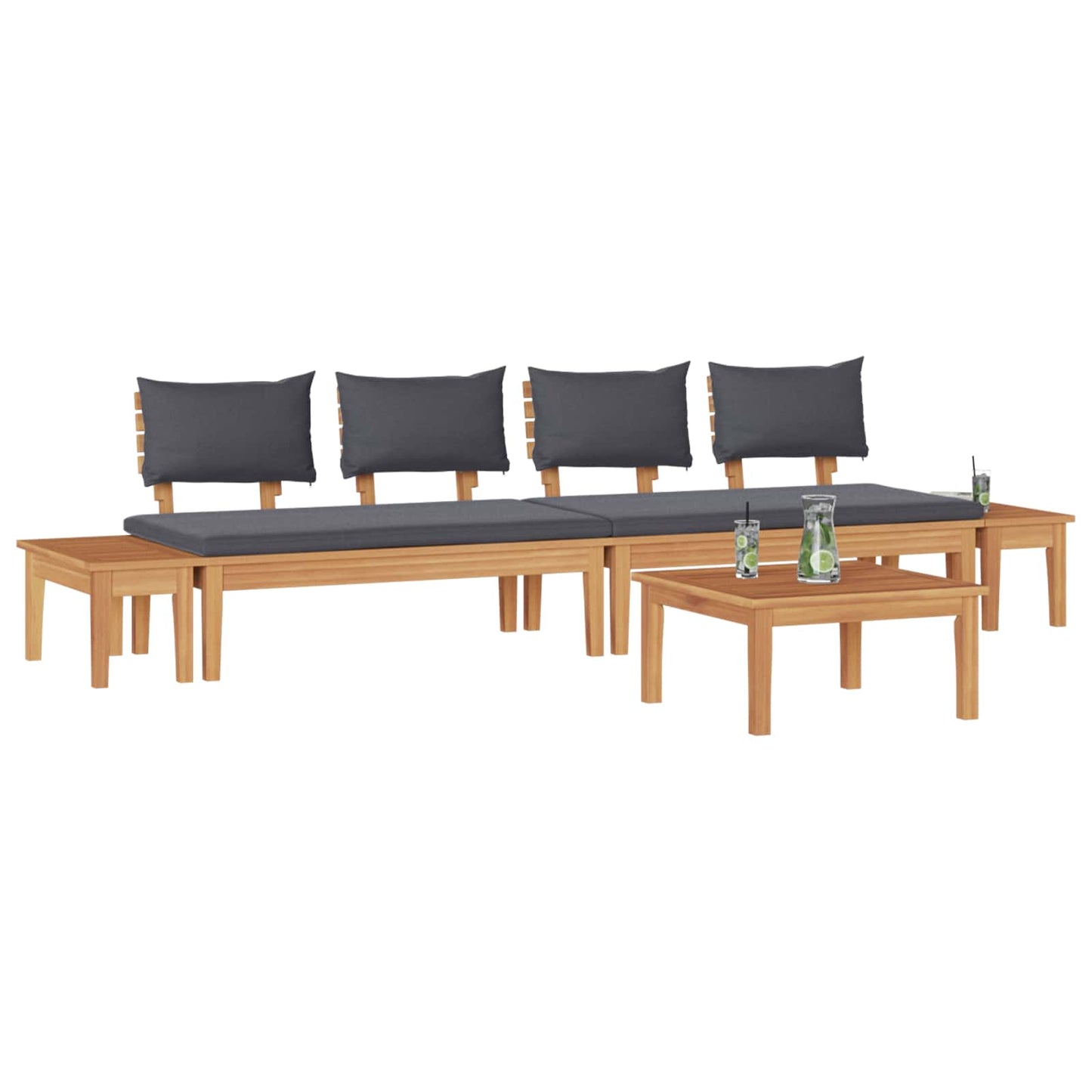 Set Divano da Giardino 5 pcs Marrone e Grigio | homemem39