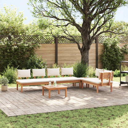 Set Divano da Giardino 5 pcs Marrone e Crema