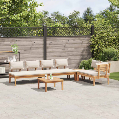 Set Divano da Giardino 5 pcs Marrone e Crema | homemem39
