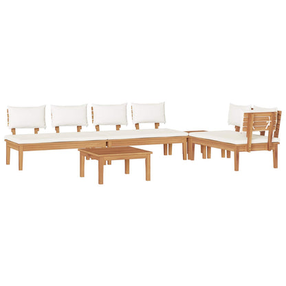 Set Divano da Giardino 5 pcs Marrone e Crema | homemem39