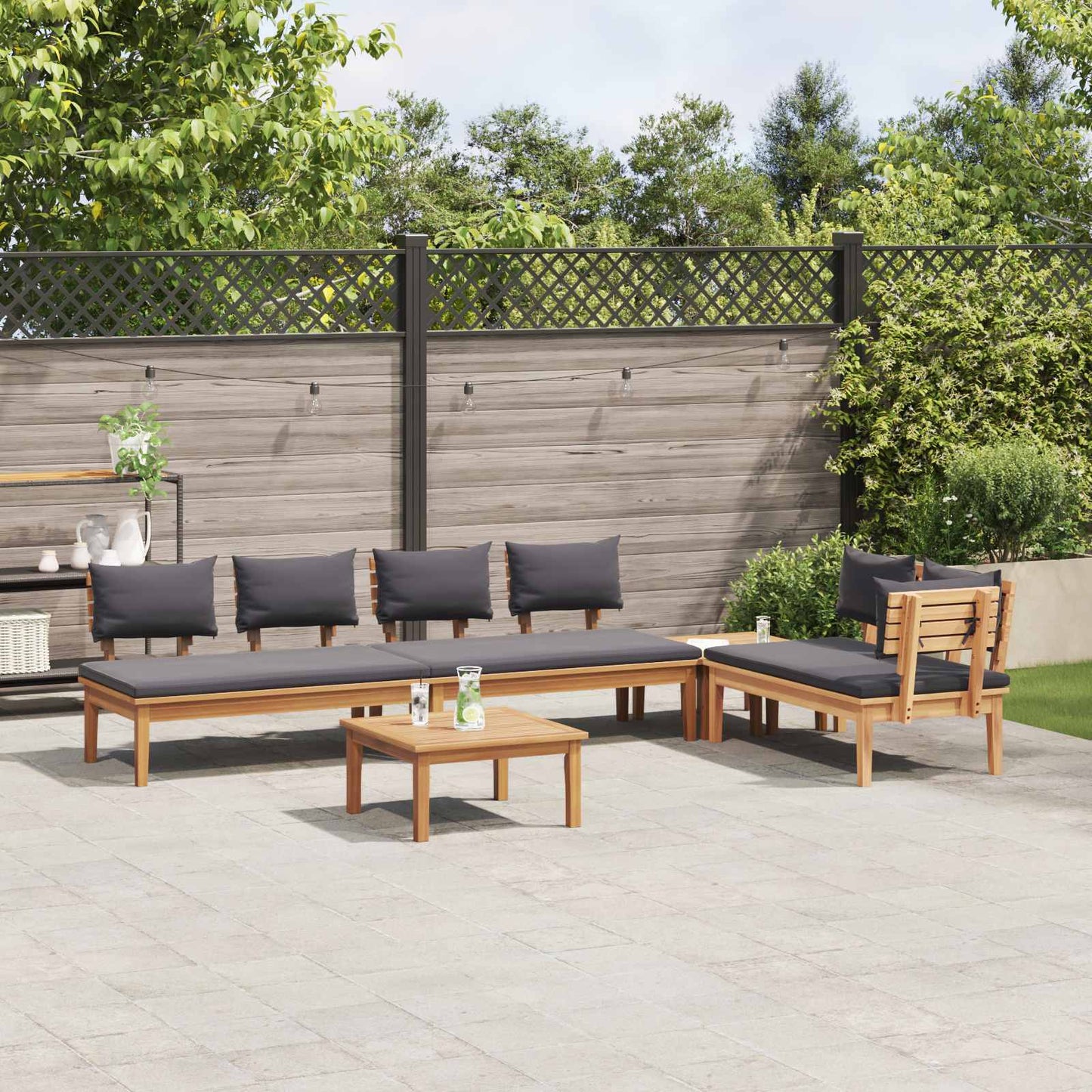 Set Divano da Giardino 5 pcs Marrone e Grigio | homemem39