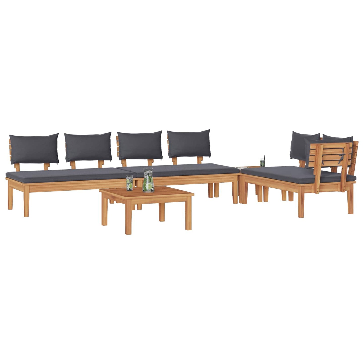 Set Divano da Giardino 5 pcs Marrone e Grigio