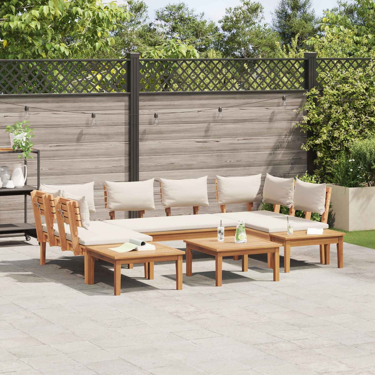 Set Divano da Giardino 4 pcs Marrone e Crema | homemem39