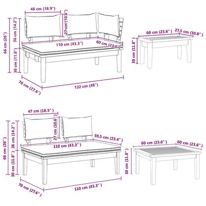 Set Divano da Giardino 4 pcs Marrone e Grigio | homemem39